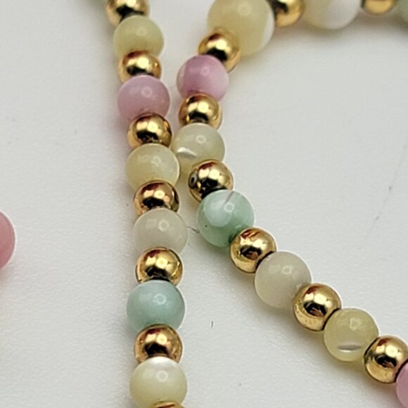 Vintage Multicolor Moonstone Beaded Necklace 16.5" Gold Plated Brass Spring Ring - Picture 6 of 8